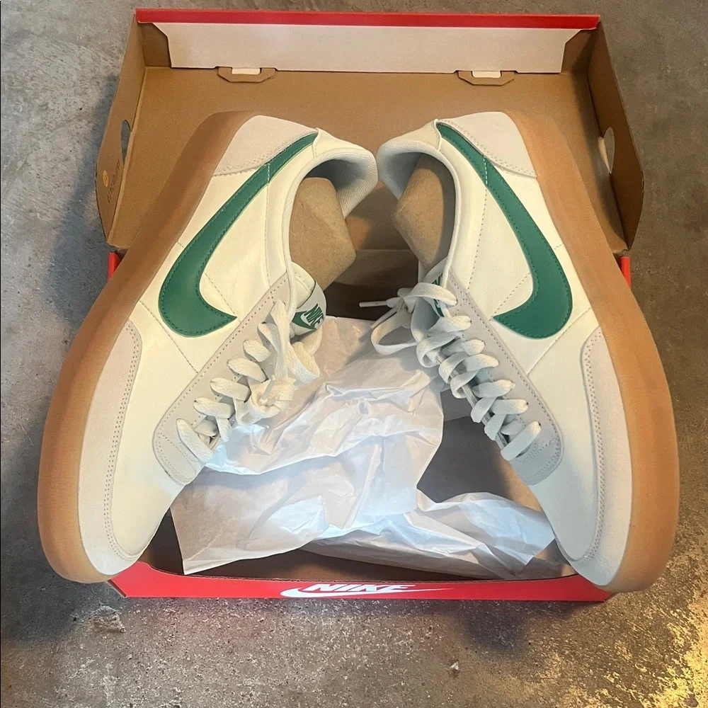 Nike Killshot 2 White Leather Sneakers with Lucid Green Swoosh and Gum Sole 10.5 - Picture 2 of 6
